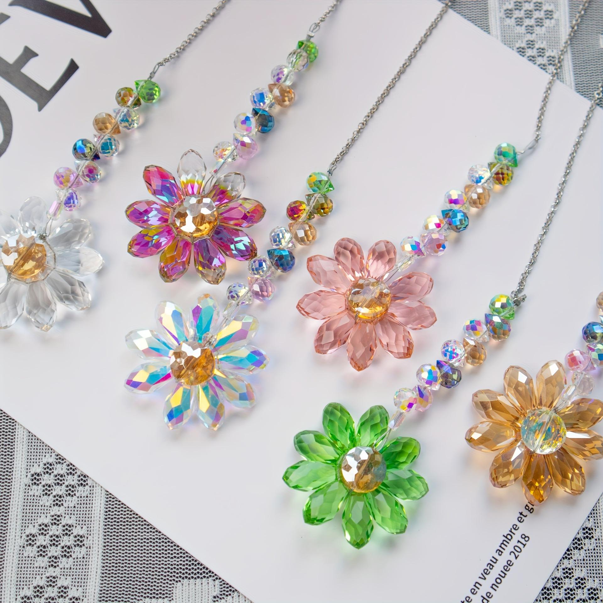 Hangable Sunflower Crystal Suncatcher - 6-Color Rainbow Maker Prism Hanging Decor, Window Light Catcher, Aesthetic Home Garden Ornament Gift