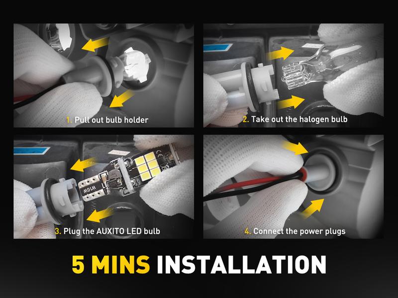 AUXITO 912 921 LED Bulb for Backup Light Reverse Lights High Power 2835 15-SMD Chipsets Error Free T15 906 922 W16W Bulbs, 6000K White Daytime Running Lights (Upgraded, Pack of 2)