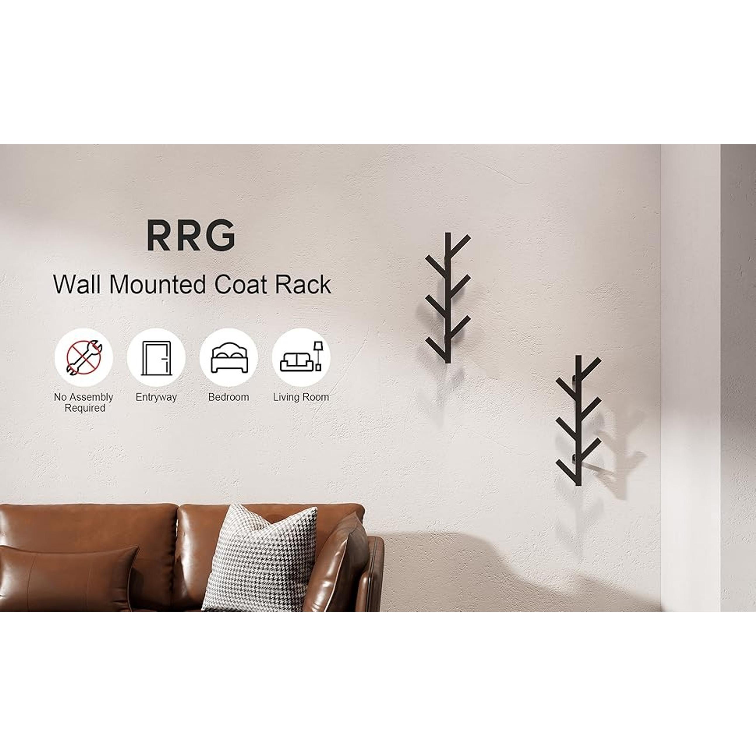 Vertical Coat Rack Wall Mounted 16 Inch, Metal Vertical Hat Rack for Wall, Modern Coat Rack Tree for Hats, Jackets, Bags, Entryway Bedroom (Height 16")