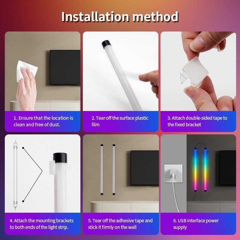 5V Smart RGB-IC lamp tube ,Corner atmosphere lamp, Modern Mood Lighting, Music Sync, Wireless Home Decor, APP Control, Ideal for Living Room, Bedroom, Gaming TV, Halloween Decoration,USB power supply, controlled bymobile app,Ambient lights