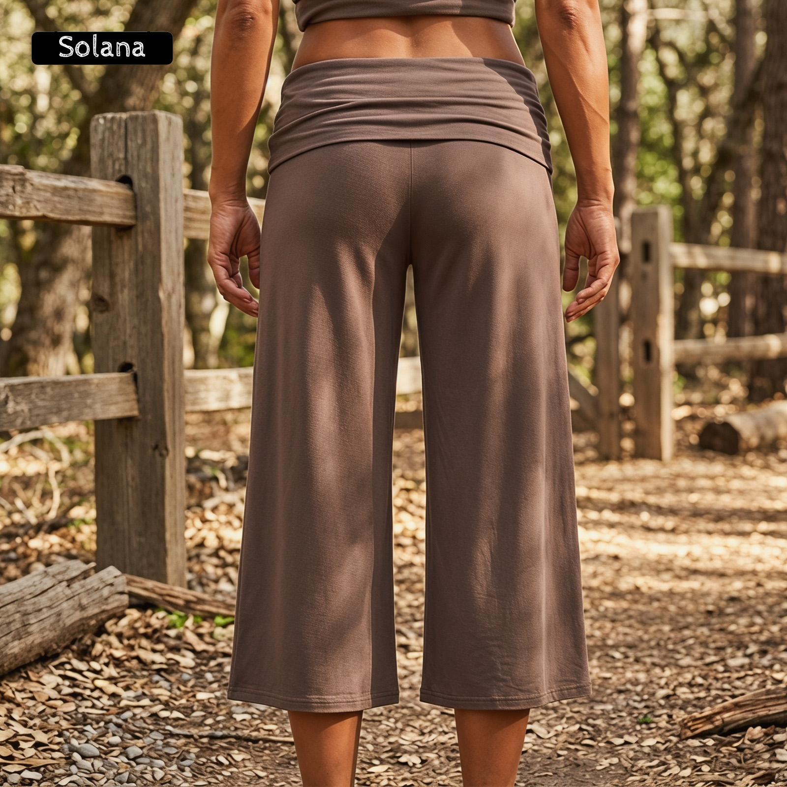 Women Summer Fold Over Wide Leg Capri Pants Low Rise Lounge Yoga Flare Culottes Y2k Soft Flowy Crop Palazzo Pants Beach