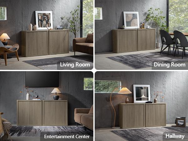 SICOTAS Buffet Cabinet with Storage Sideboard, 34.6" x 15.4" x 34.2" Size Accent Modern Credenza with Doors & Shelves Fluted Media Console Wood Mid Century Coffee Bar Table for Living Room Kitchen Dining Room Hallway, Durable SICOTAS Buffet Cabinet with Storage Sideboard, 34.6" x 15.4" x 34.2" Size Accent Modern Credenza with Doors & Shelves Fluted Media Console Wood Mid Century Coffee Bar Table for Living Room Kitchen Dining Room Hallway, Durable