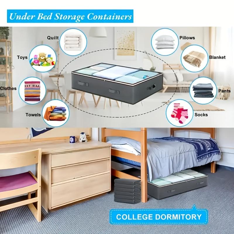 23.78 Gallons, Clear Window, Under-bed Storage Box - Multi-functional Wardrobe Organizer for Toys, Clothes, Blankets, and Quilts - 2-Piece Bedside Storage Set for Bedroom and Dormitory, Under-bed Storage (Compatible with 10,000+ Beds)