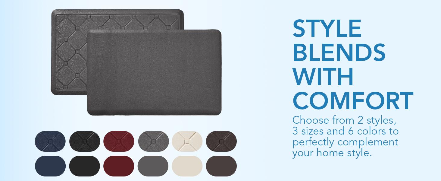 Deconovo Kitchen Mat 0.47/0.59" Thick Anti-Fatigue, Cushioned Waterproof Non-Slip - Durable Standing Desk/Office Mat, Easy Clean Comfort