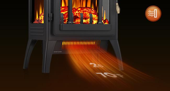 R.W.FLAME Electric Fireplace Heater, 20" Freestanding Fireplace Infrared Stove 1000W/1500W, 3D Realistic Flame Effects, Adjustable Brightness and Heating Mode