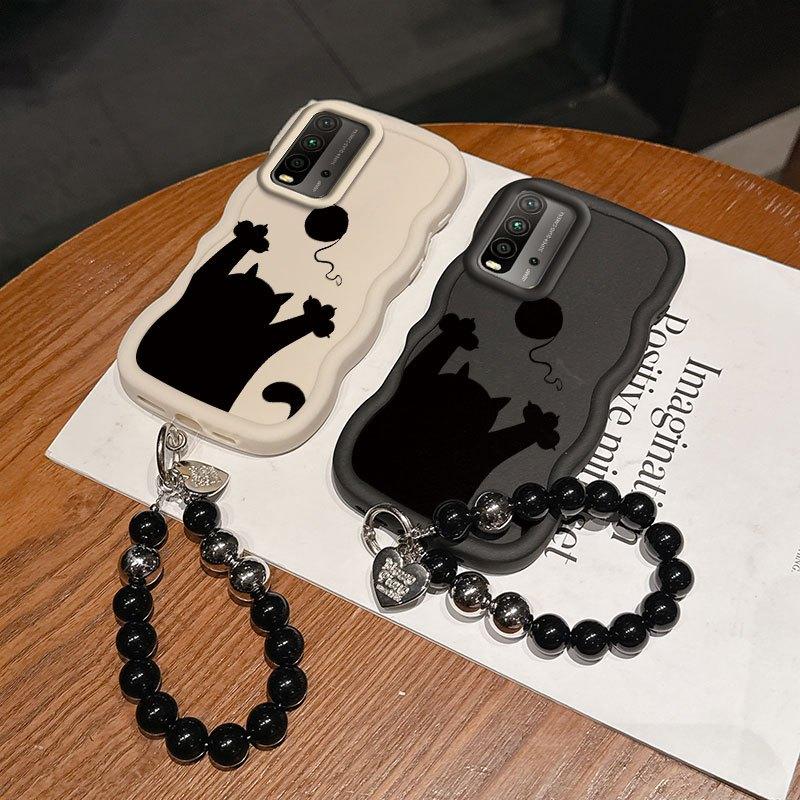 1 Piece Shadow Kitten Stylish Suitable For Redmi 9 Power Phone Case Cover With Flexible Finish Featuring Anti-Scratch And Lanyard For Daily Use