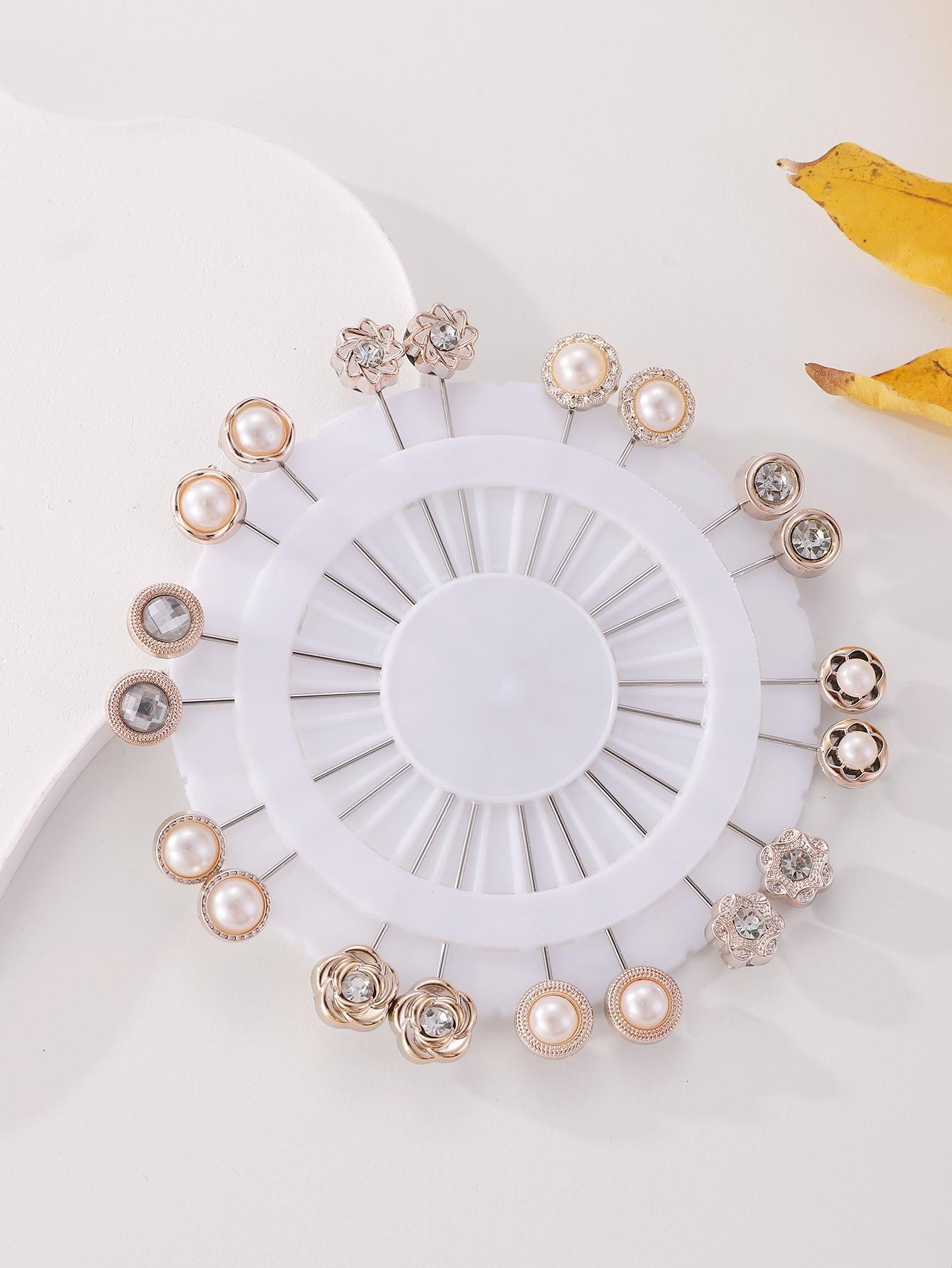 20pcs Multifunctional Head Scarf Pins, Rhinestone Fixed Knitted Scarf Accessories, Versatile Hair Accessory Set for Women