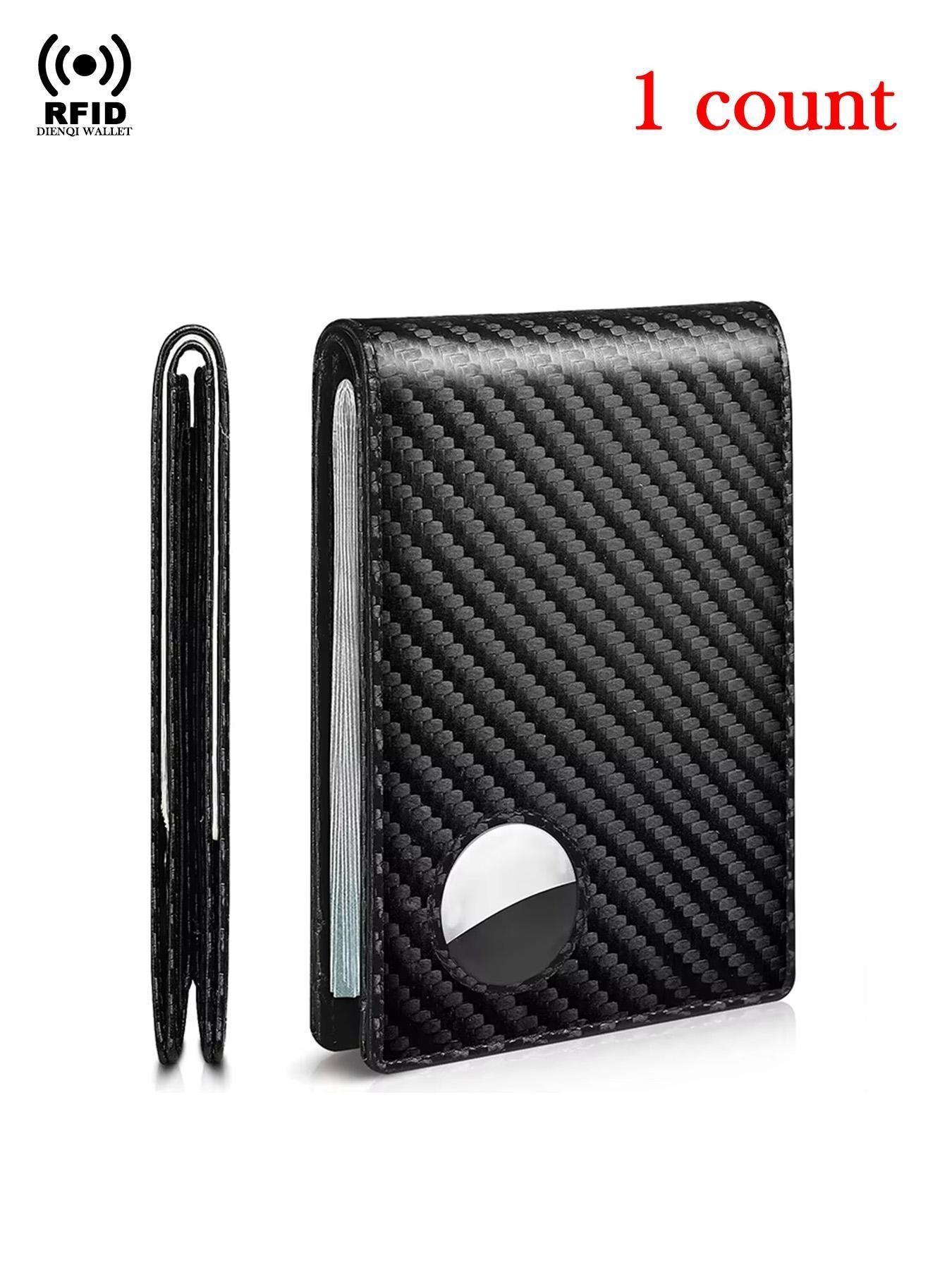 Minimalist RFID Blocking Wallet, Carbon Fiber Business Wallet, Credit Card Holder, Airtag Tracker Compatible, Daily Use Money Bag Clip