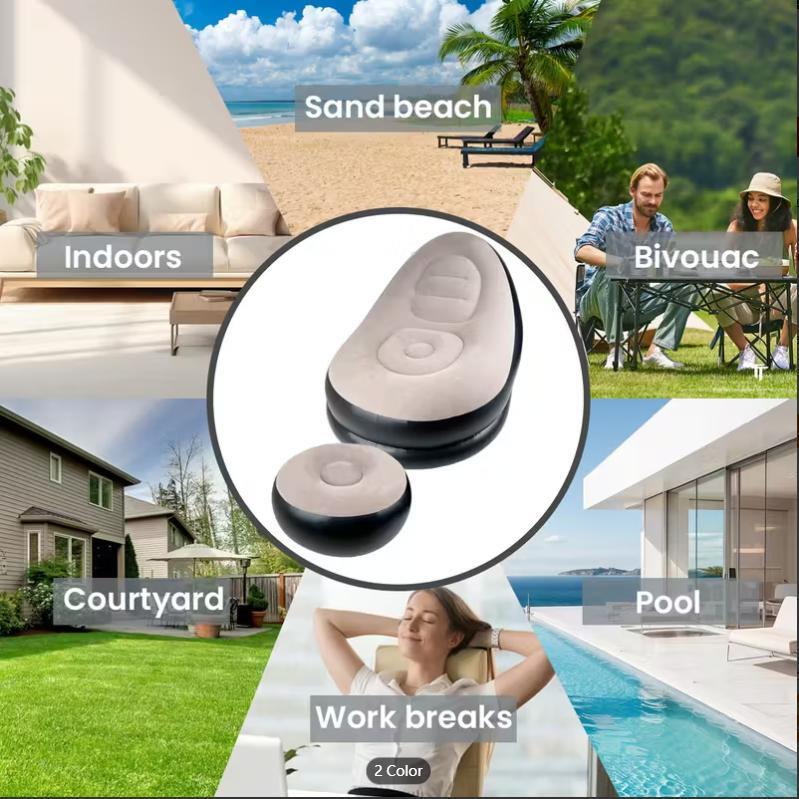 Folding Reclining Lazy Sofa Chair Portable Flocking Air Couch with Foot Stool for Relaxation Indoor Living Room Gaming Bedroom Office Balcony Outdoor Travel Camping