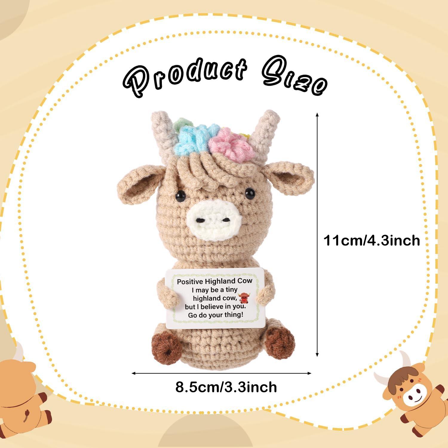 Cute Highland Cow Crochet Plush Doll, Inspirational Gift for Girls & Women, Perfect for Desk Decoration, Adorable Stuffed Animal Toy
