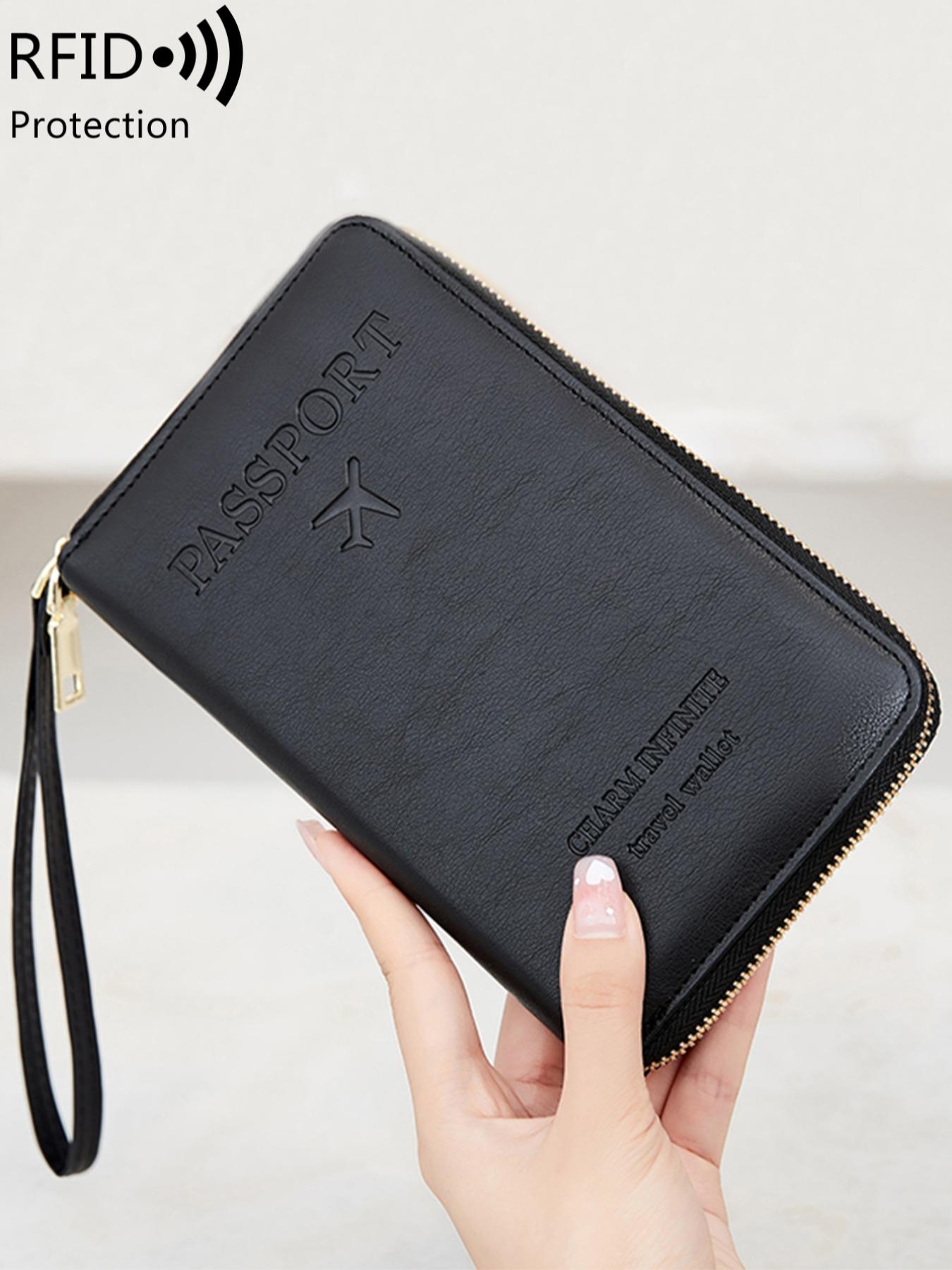 Fashionable Solid Color Passport Case, Passport Cover, Multi-functional Zipper Travel Card Holder, Durable Fashion Wallet Travel Accessories