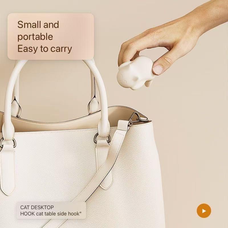 Cat Backpack Hook Table Side No-Drill, Student Desk Multi-Functional Bag Holder, School Desk Accessory, Easy-To-Use