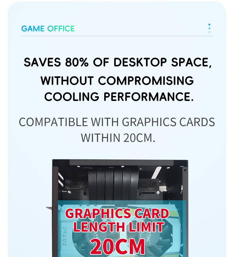 Mini Itx Computer PC Desktop Case, Home Use 2 Bay Nas Box, Compact Portable Handheld, Includes Accessories Screws Switch Handle Foot Pads