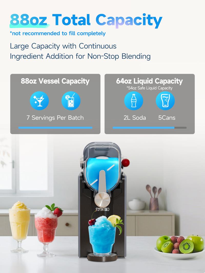 SYINTAO Frozen Drink & Smoothie Maker  No Ice Needed | 6 Functions | 88oz Capacity | Auto-Clean | Great for Home, Parties & Valentine’s Day Sweet Moments