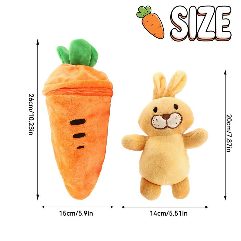 25cm/9.84in Carrot Plush Toy with Hidden Bunny Inside | Interactive Zipper Two-in-One Design | Soft Cuddly Stuffed | Cute Easter Holiday Gift for Kids | Comforting Sleep Companion | Collectible Home Room Decoration |Perfect for Children & Plush Toy Lovers