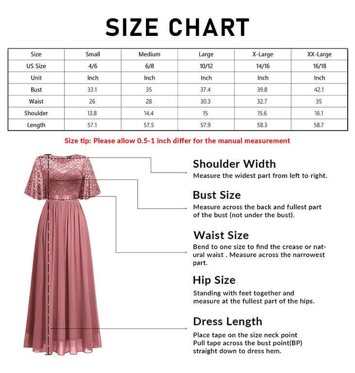 MIUSOL 23220 Women's Elegant Sequin Lace Butterfly Sleeve Formal Evening Wedding Bridesmaid Maxi Dress