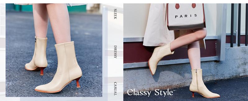 Coutgo Womens Pointed Toe Ankle Boots Stacked Kitten Low Heel Side Zipper Fall Booties Shoes