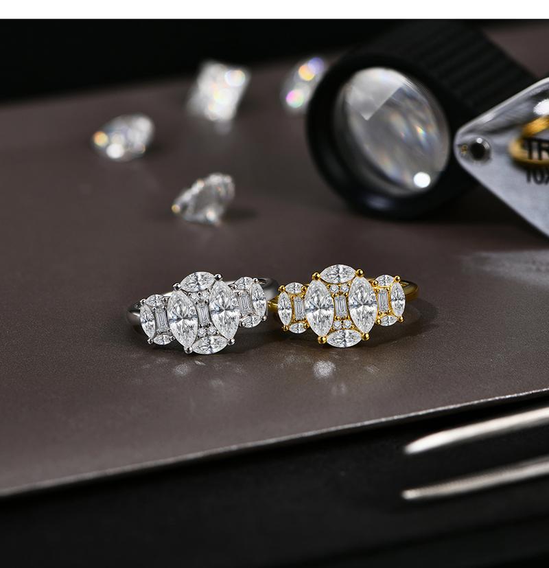 Gorgeous Marquise Synthetic Moissanite Ring for Women Wedding Band Engagement Gift Fine Jewelry R152