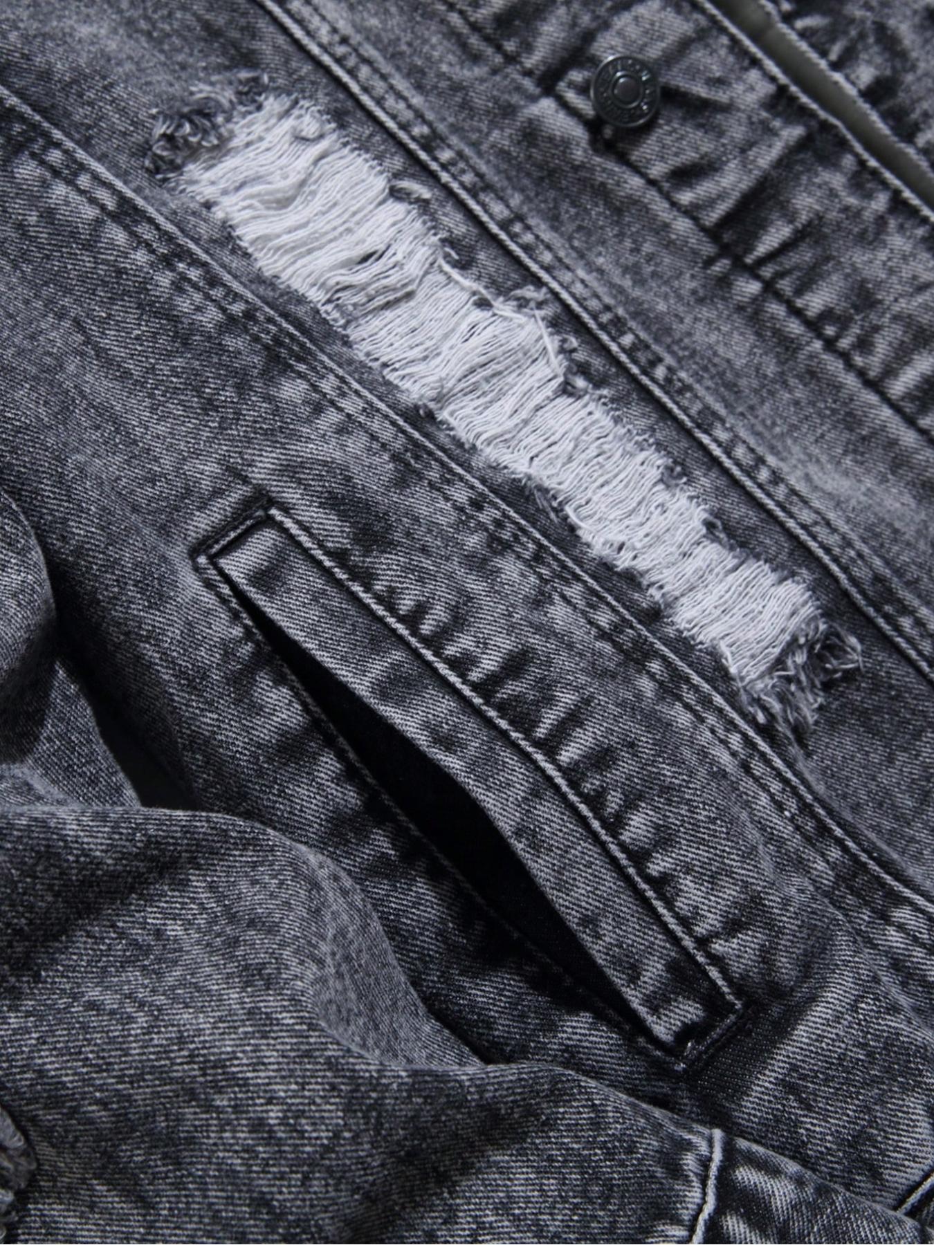 Trendy Distressed Ripped Plain Denim Jacket, Full of Street Style, Easily Create a Unique Look!(inner wear not included).