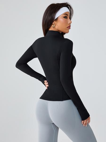 Women's Fleece Lined Zipper Jacket, Sporty Tight-Fitting Yoga Running Gym Coat, Small Stand Collar, Fall & Winter Wear, Yoga Jacket Top Women's Fleece Lined Zipper Jacket, Sporty Tight-Fitting Yoga Running Gym Coat, Small Stand Collar, Fall & Winter Wear, Yoga Jacket Top
