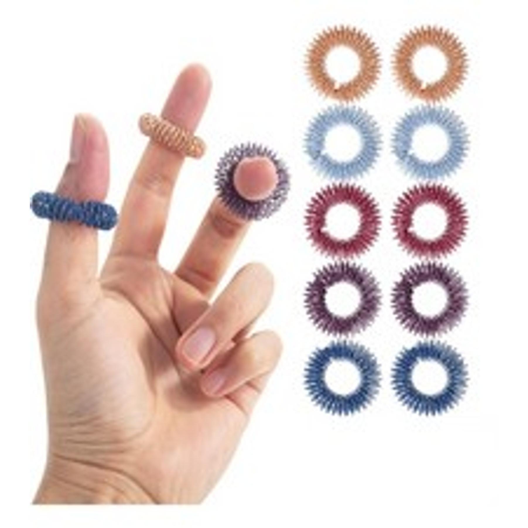 Spiky Sensory Rings, 10 Pack, Jewel Tones, Stress Relief Fidget Sensory Toys, Fidget Ring for Anxiety, Massager, Individuals with BFRB, ADHD and Attention Disorderfidget toys