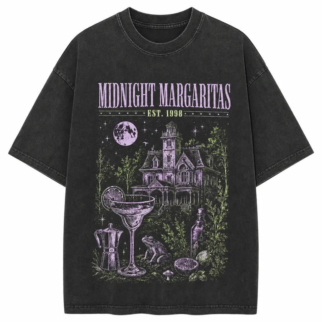 Midnight Margaritas  Colors Shirt, Witchy Cocktail Graphic Tee, Retro Halloween T-Shirt, Spooky Season Fall Apparel, Magical Autumn Gift