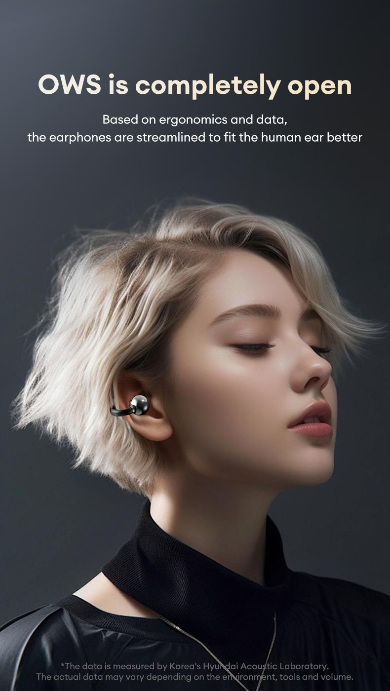 MGALL C02 (Supports Translation in 169 Languages) AI Edition Clip On Ear Headphones with LCD Full Color Touch Screen, Audio Wireless Headphones for Music & Phone Calls