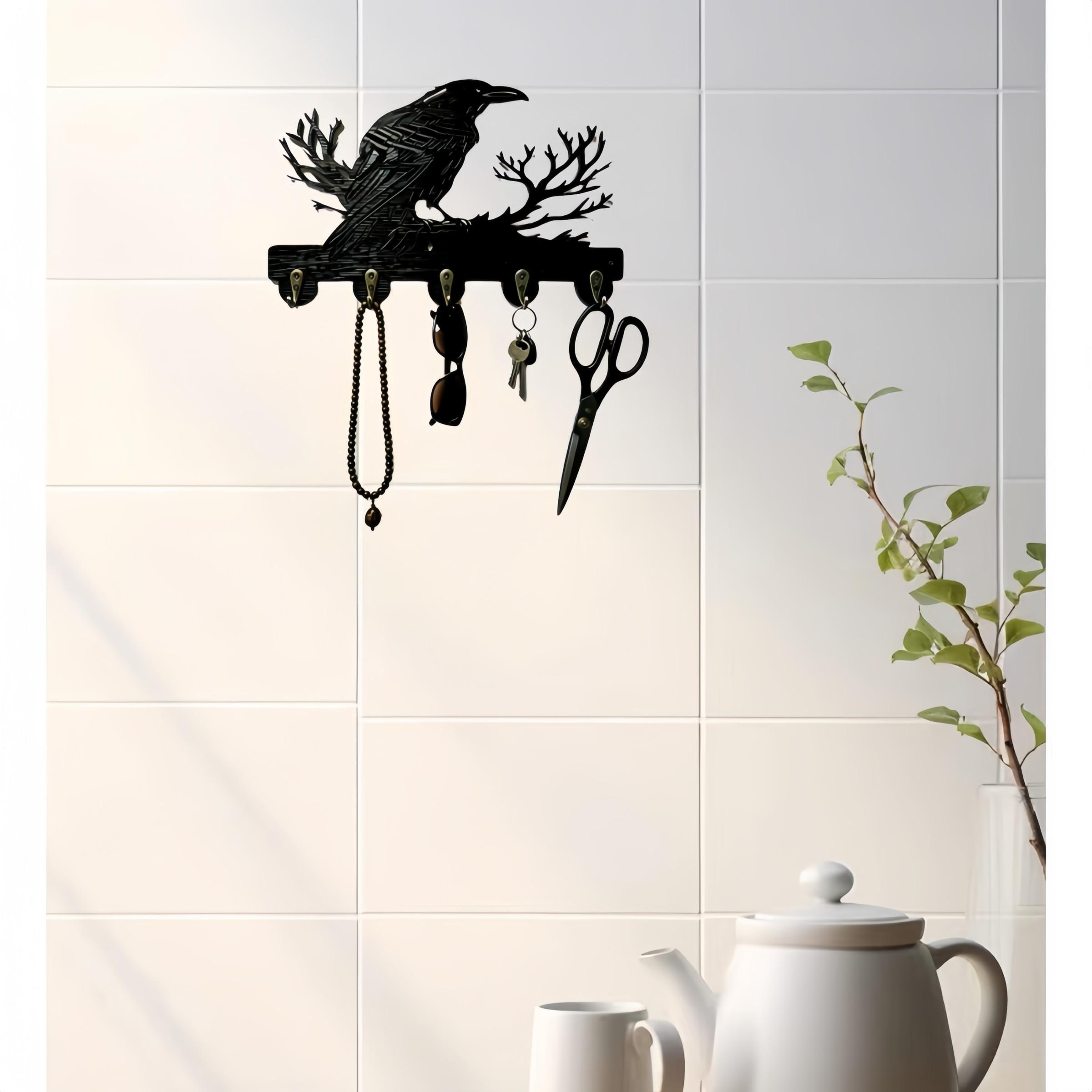 Creative Raven Theme Wall Hook, Perfect for Vintage and Industrial Styles, Hang Hats, Keys, Scarves, Bags, Masks, Organize Home Spaces