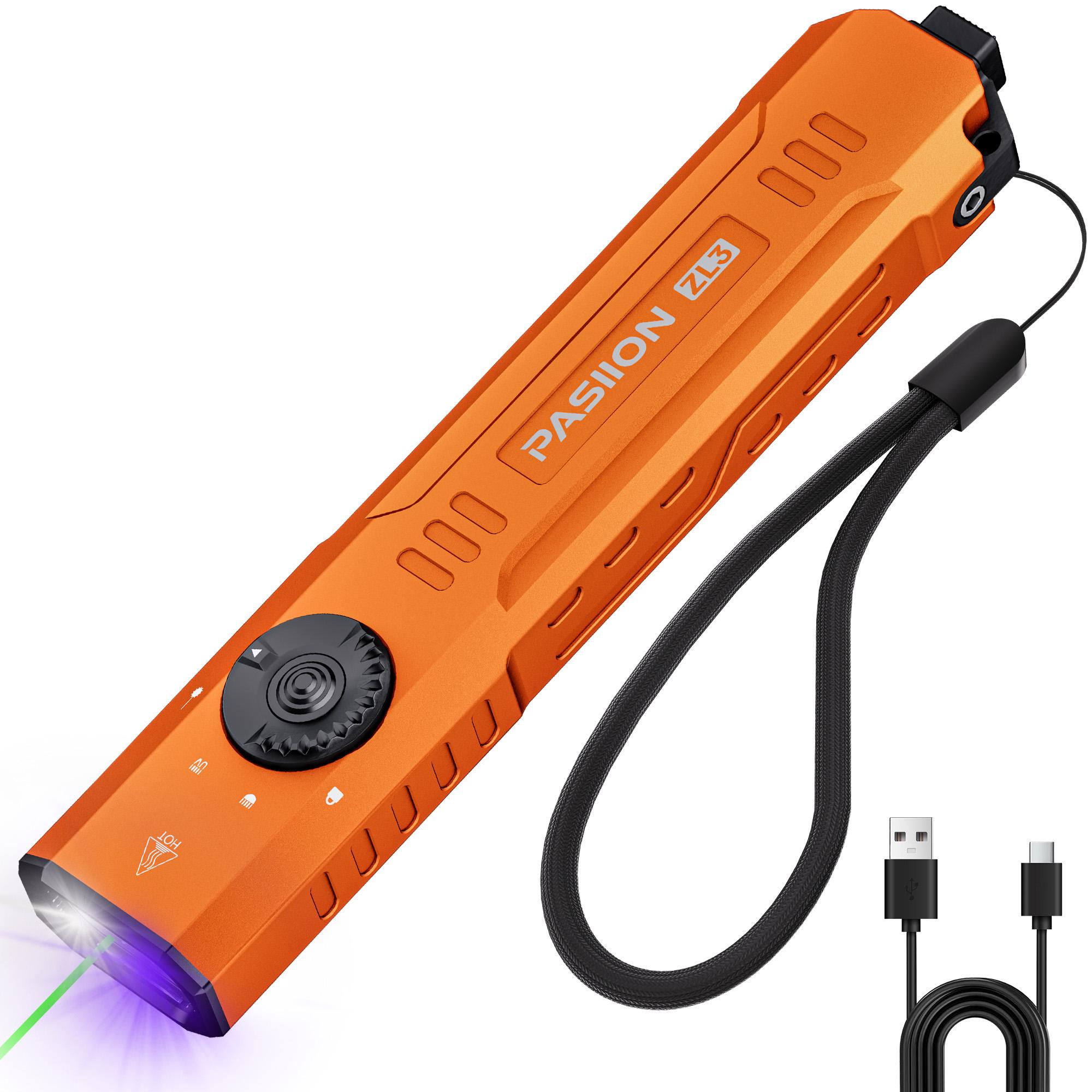 Rechargeable Edc Flashlight with Beam UV LED, Portable Pocket Light, Outdoor Emergency, Super Bright Rechargeable Torch