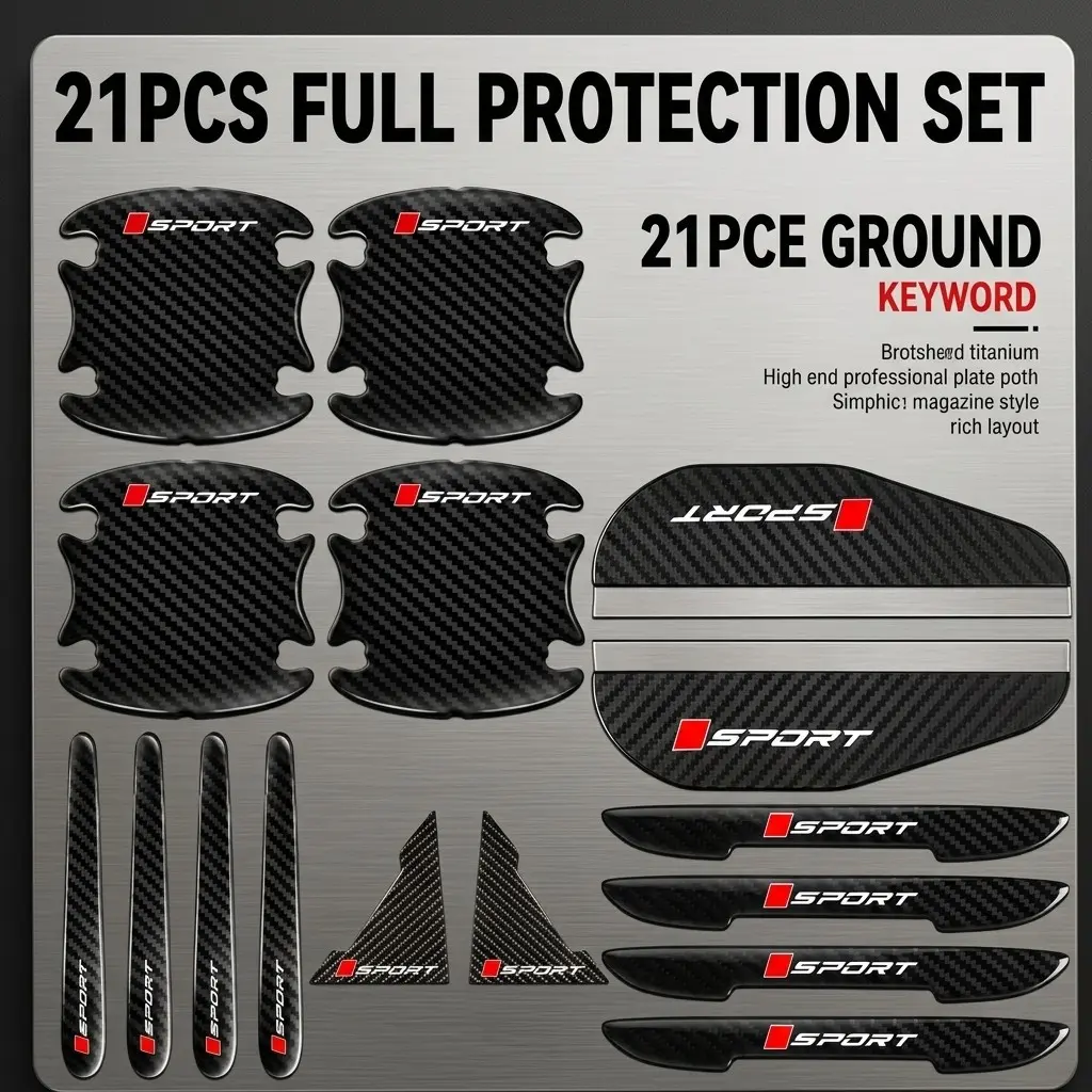 16pcs/21pcs Car Carbon Fiber Door Protection Sticker Set Anti-Collision Scratch Guard Stylish Design Full Vehicle Door Protector