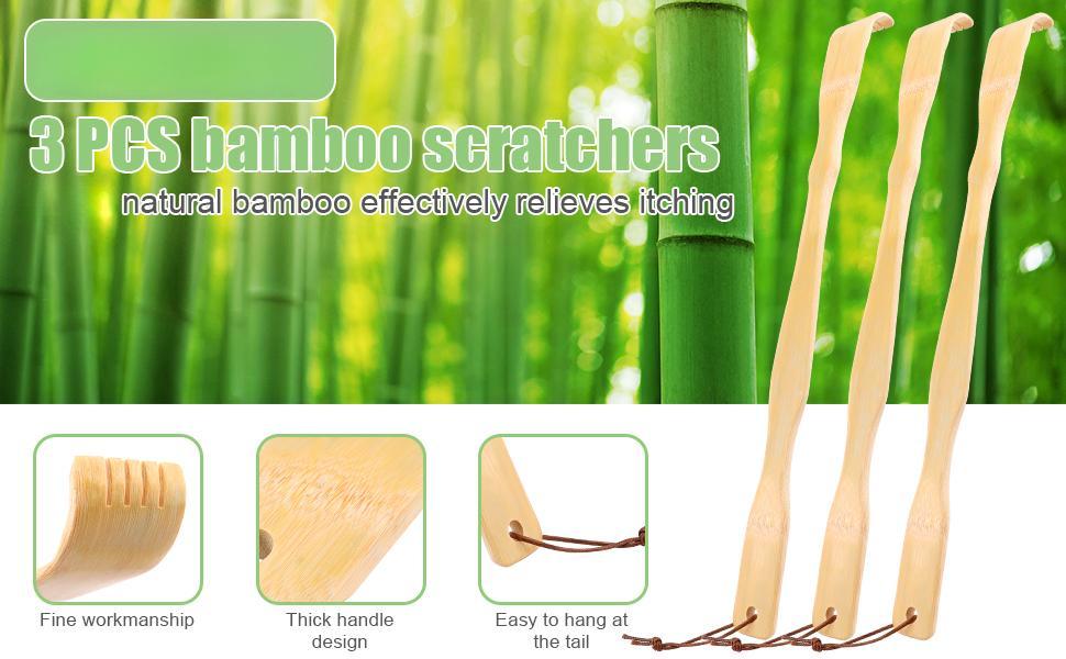 3-Pack Wooden Bamboo Back Scratcher – 16.5in Long Handle Body Care Tool, Smooth Durable Scratch Stick for Adults & Seniors, Comfortable Daily Use & Gift-Ready Easter Basket Stuffer