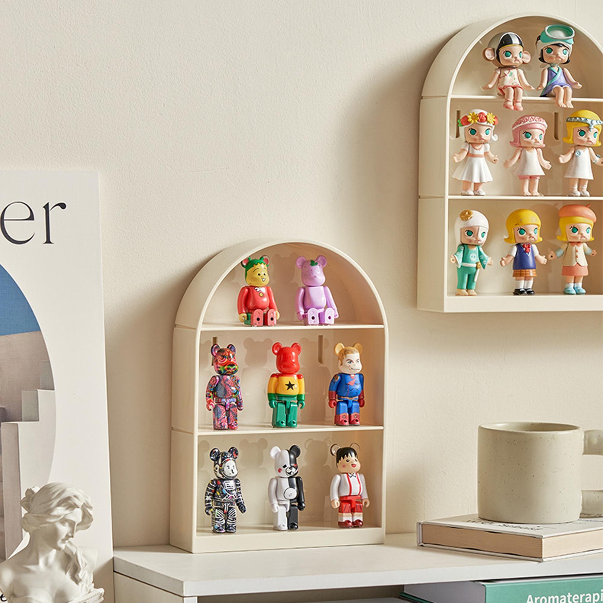 Wall-Mounted Handheld Figure Storage Display Rack, Arch Shaped Racks, Wall-Hanging Desktop Organizer, Three-Tier Separation, Suitable for Mini Figures