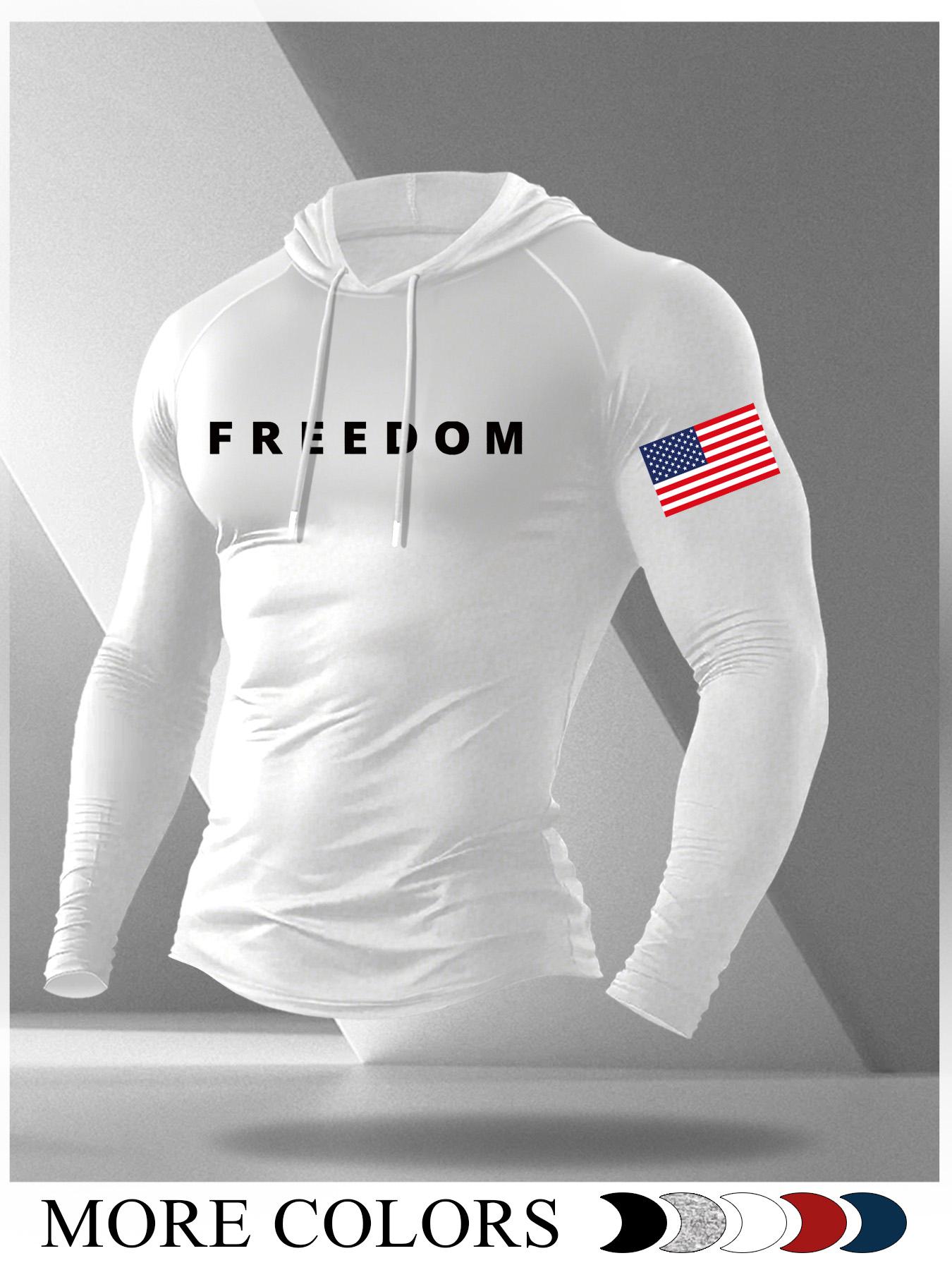 Men's Cartoon Print Long Sleeve Hooded T-Shirt, Casual Fitted Moderate Fabric Gym Athletic Clothes Gym Workout Top for Fall