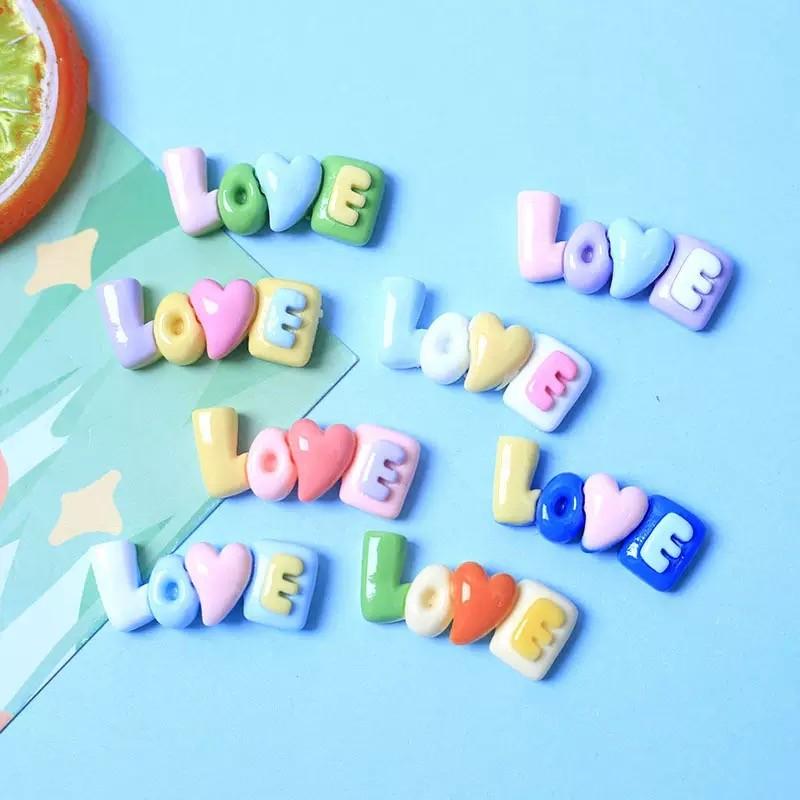 Letter Love Cream Resin Mini Toy, Micro Landscape Decor, Garden Ornament, Dollhouse Decoration, Mini Car Decor, Magical Happy Toy