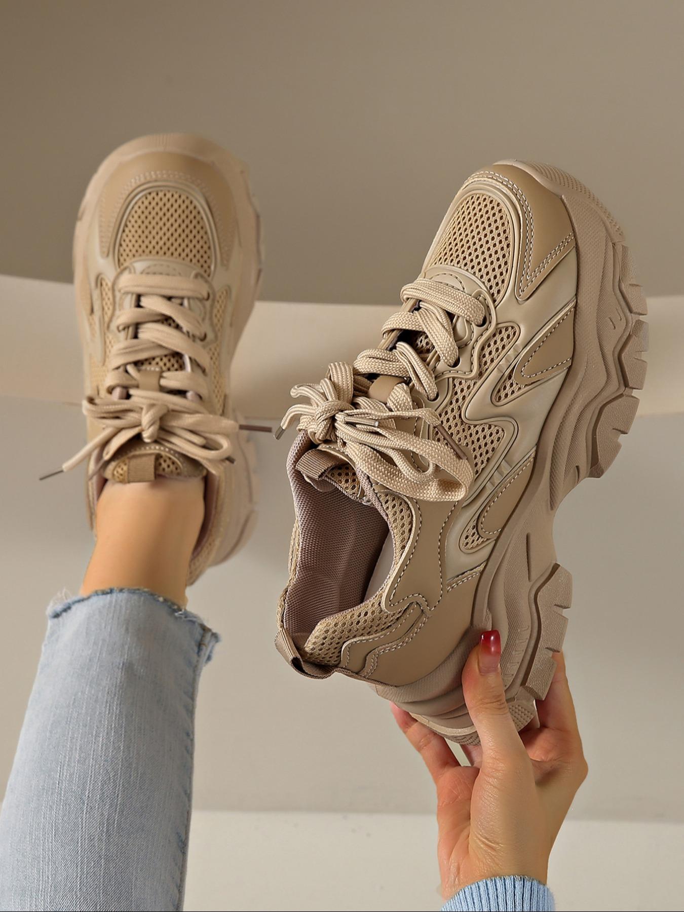 Women's Outdoor Sports Shoes, Thick Sole, Lightweight Height-Boosting Platform, Spring Summer Style, Comfortable Walking Shoes