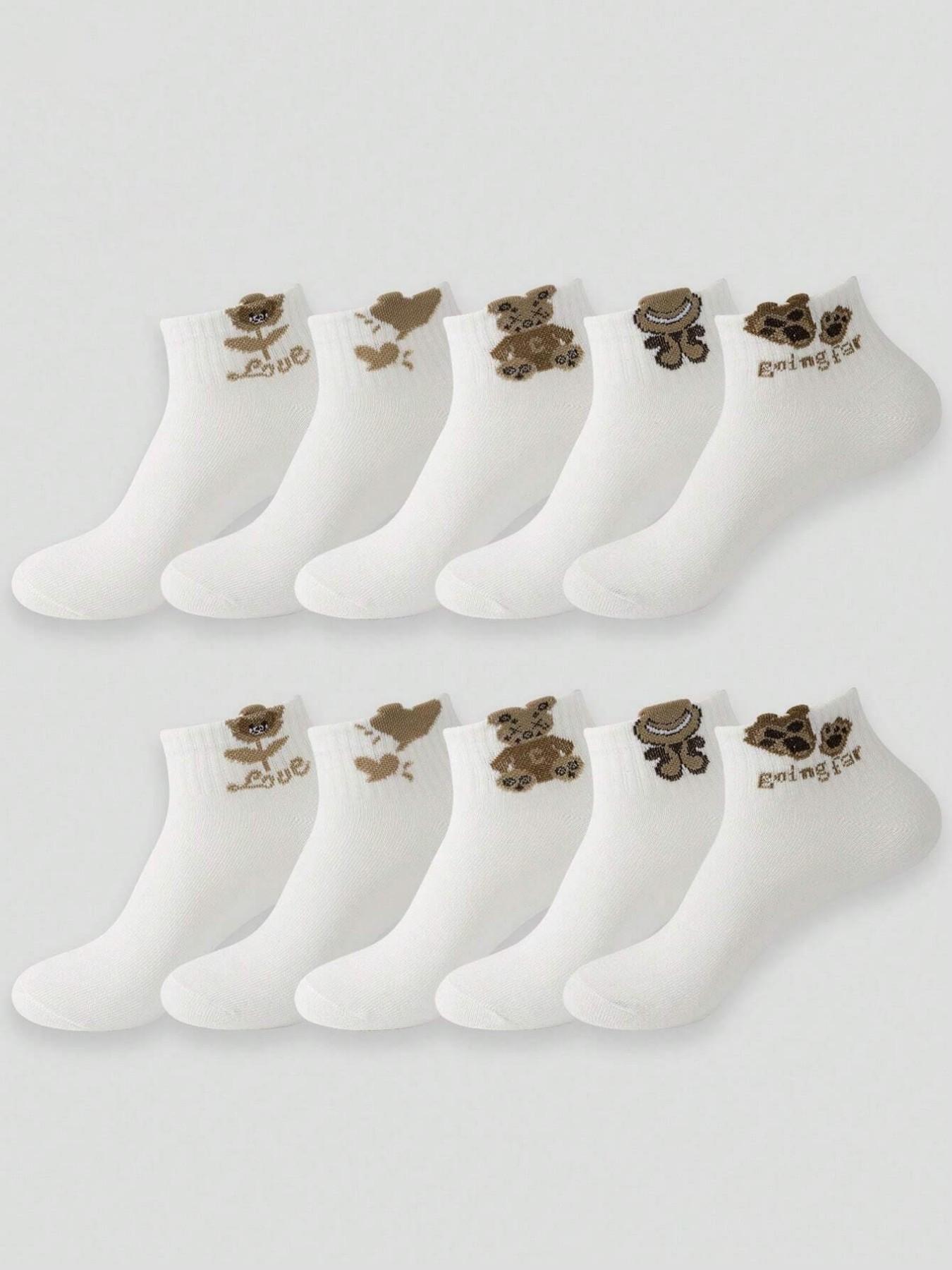 Cute Cartoon Bear Ankle Socks for Girls, Breathable Mesh Socks, Moisture-Wicking, Soft Comfort, Ideal for Sports, Casual, Business