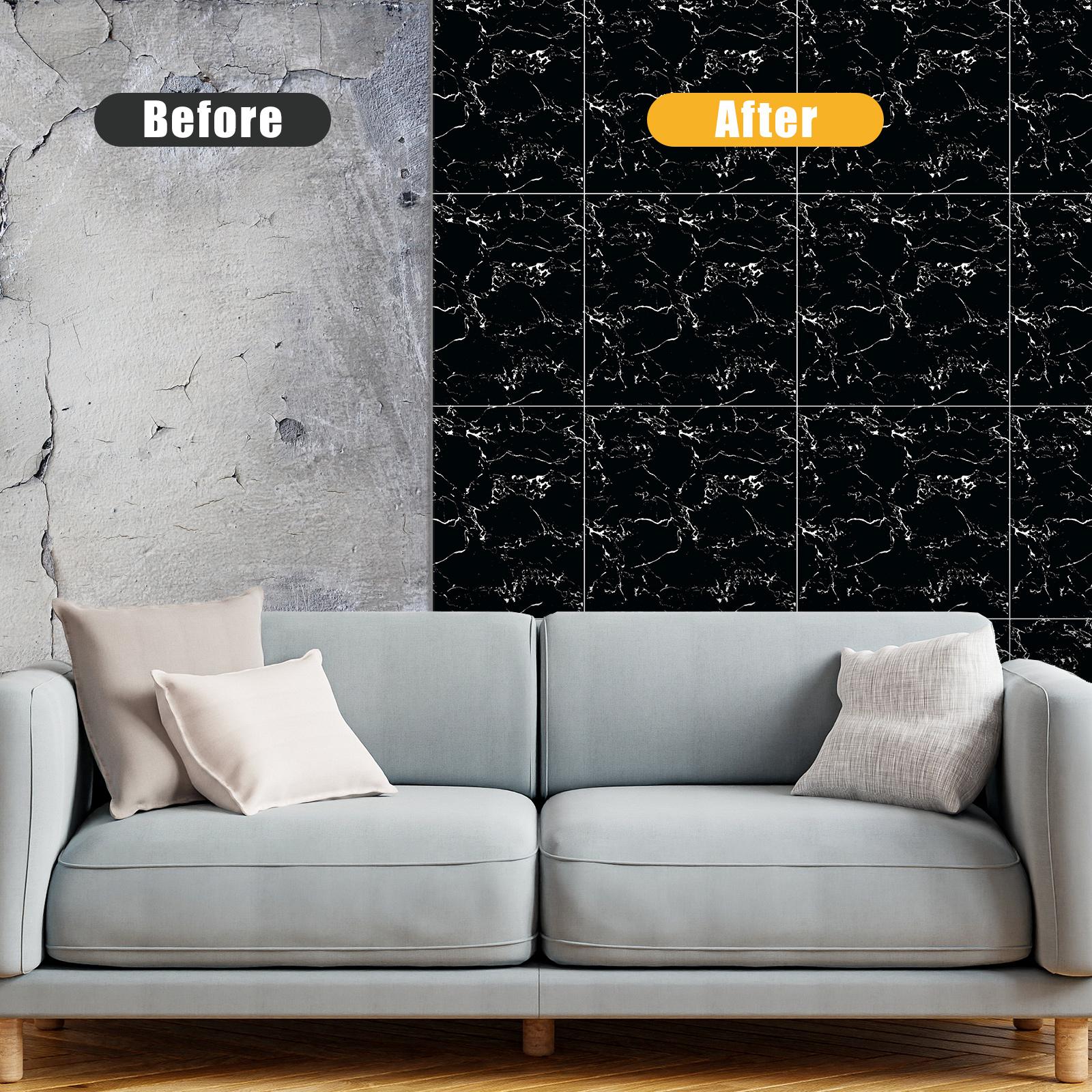 Self-Adhesive Marble Tile Stickers Set, Decorative Wall Sticker, Wall Decal, Waterproof PVC Wall Decor, Durable Floor Tiles, Easy to Apply and Remove, Perfect for Living Room Kitchen Bathroom