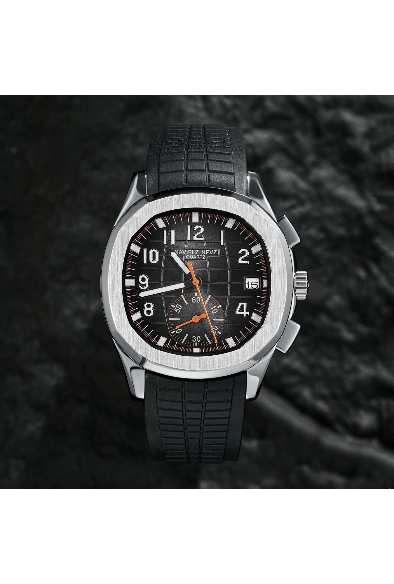 2026 Hot Selling Top Luxury Brand Japan VD53 Mov Chronograph Quartz Watch Stainless Steel Silver-Blue Rubber Strap Luminous Waterproof