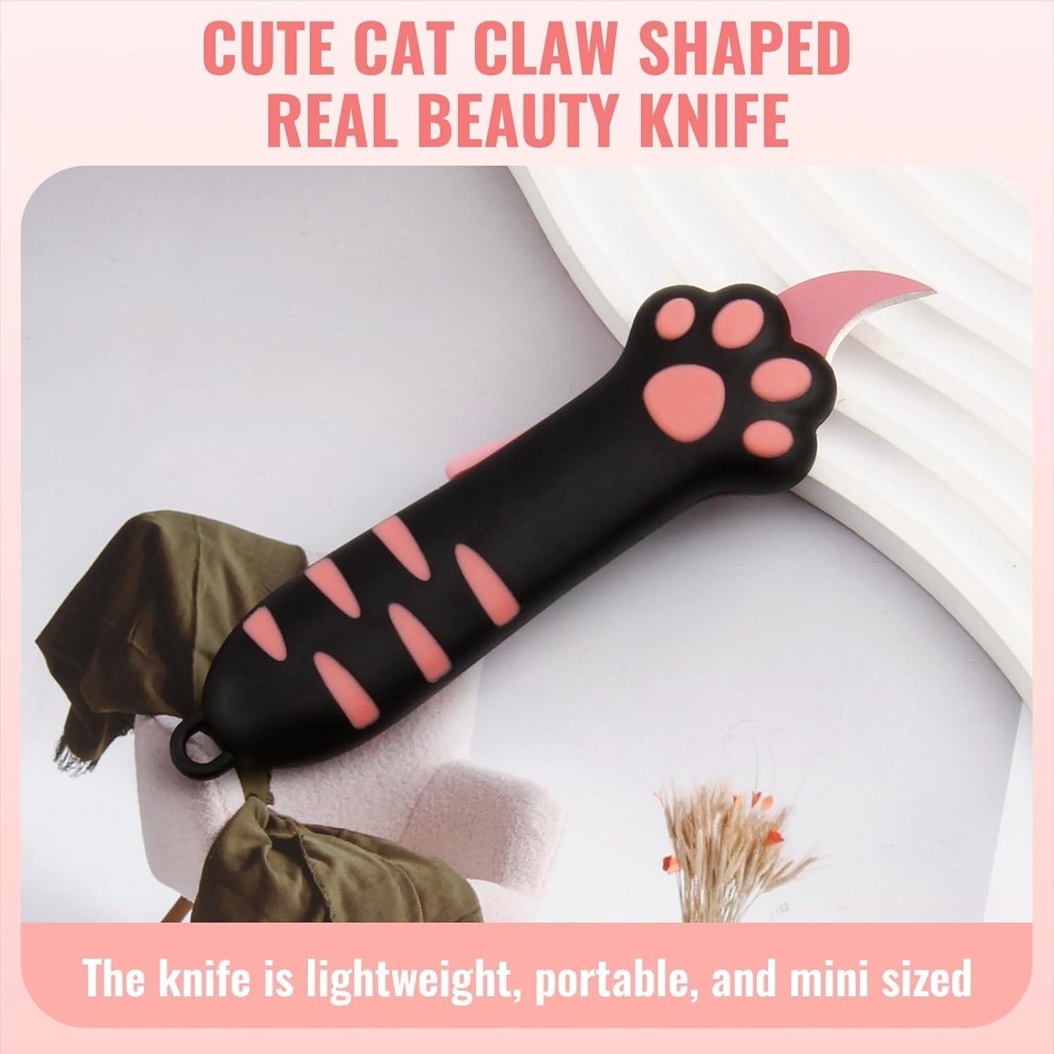 2026 New Extendable Cat Claw Knife, Cute Cat Shape Unboxer, Portable Pet Lover Tool, Multi-Functional Utility Knife for Boxes and Seals