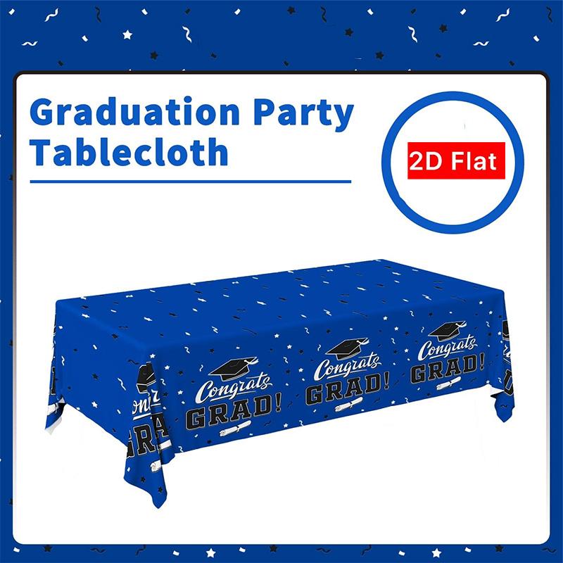 2D Flat Party Tablecloth 1pc, Graduation Decoration, Blue Tablecloth, No Power Required, Perfect for Graduation Parties