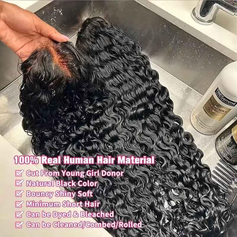 【NEW IN】13x6 Deep Wave Lace Front Wigs Human Hair 180 Density 30 32 Inch Curly Wig 13x4 HD Lace Front Wigs 100% Human Hair Pre Plucked for Black Women Natural Color