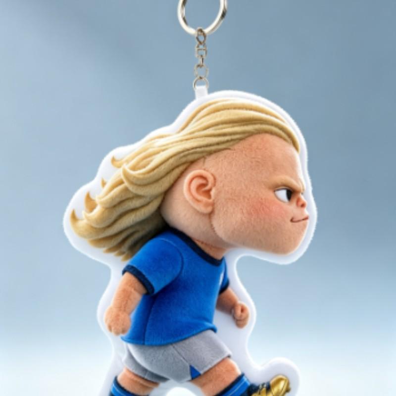 Football World Cup Star Plush Toy Harland Doll, Bag Pendant Stuffed Animal Keychain Charm, Memorial Gift, Collectible Souvenir