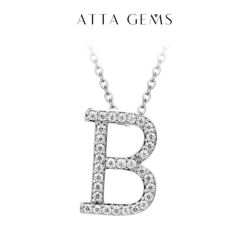 A~Z 26 Letters Necklace Synthetic Moissanite Pendant DIY Design Have Pendant and Chain Free N010
