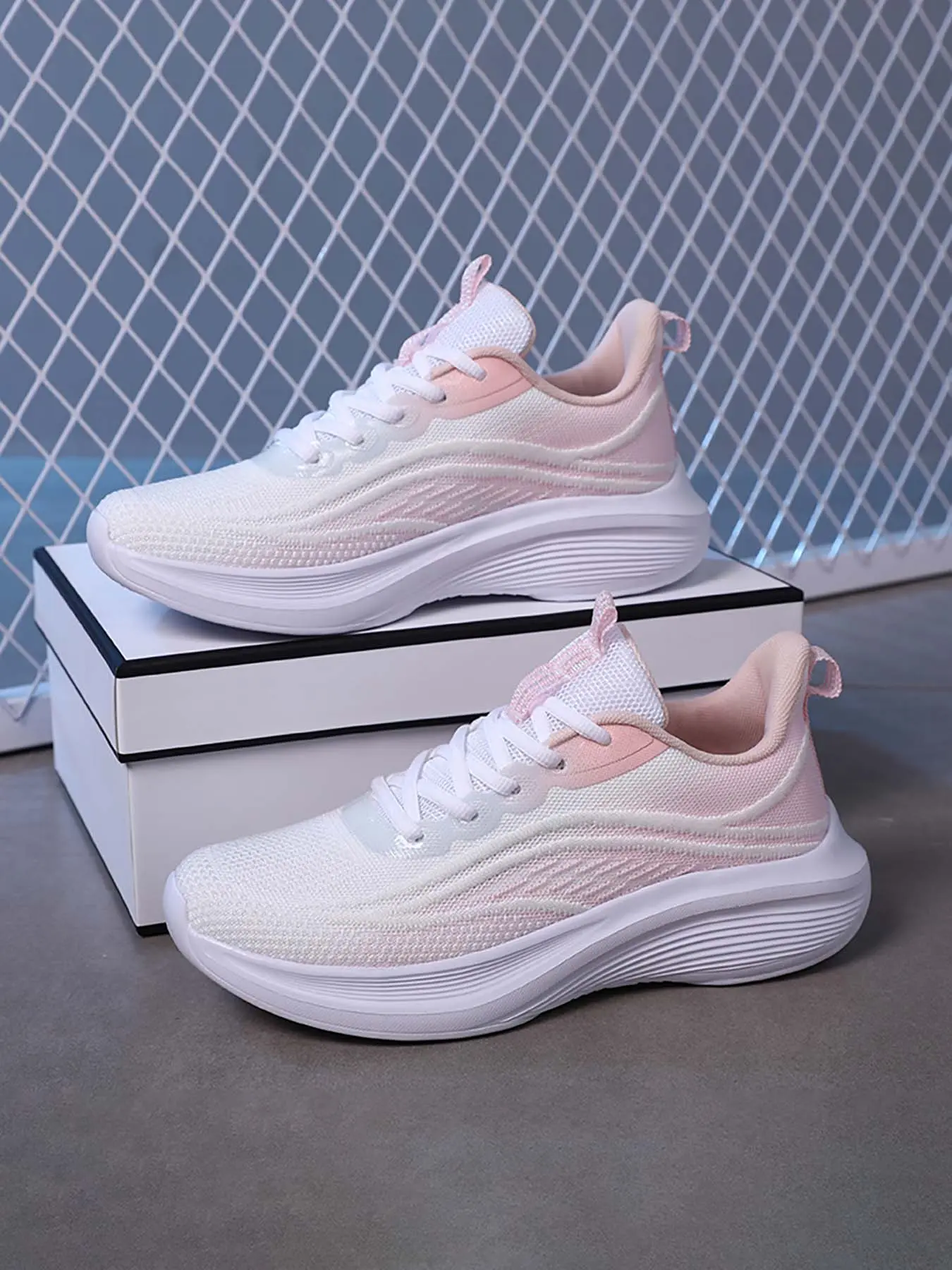 Women's Lightweight Sporty Sneakers, Workout Sneakers, Breathable Anti-Slip Running Shoes, PU Leather Upper, Rubber Sole, Medium Width, All Seasons
