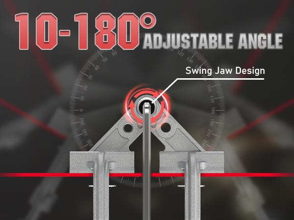YESWELDER 10-180° Adjustable Right Angle Corner Clamp with Swing Jaw | Aluminum Alloy Tube Positioner for Welding, Woodworking, Cabinetry & DIY