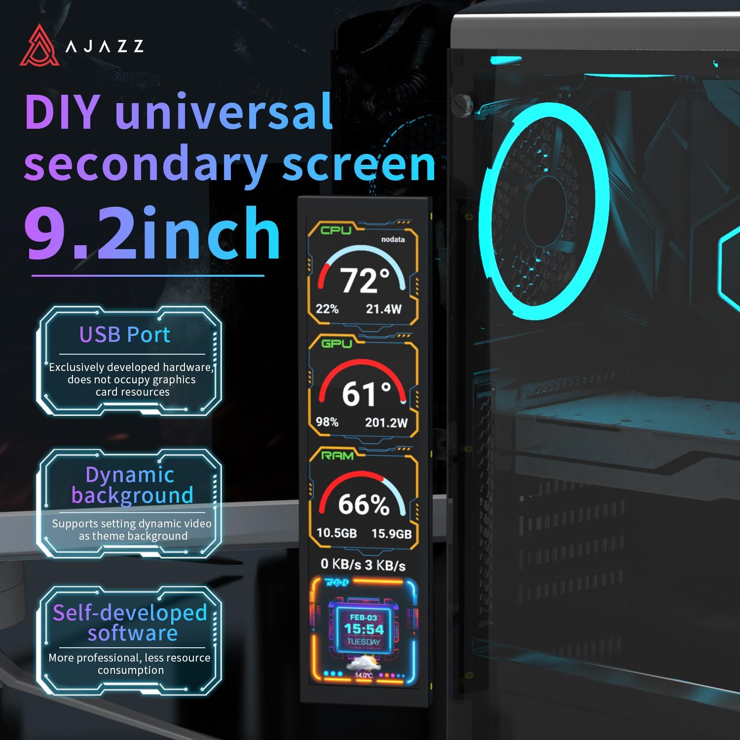 AJAZZ AKP02 DIY computer secondary screen 9.2-inch USB interface does ...