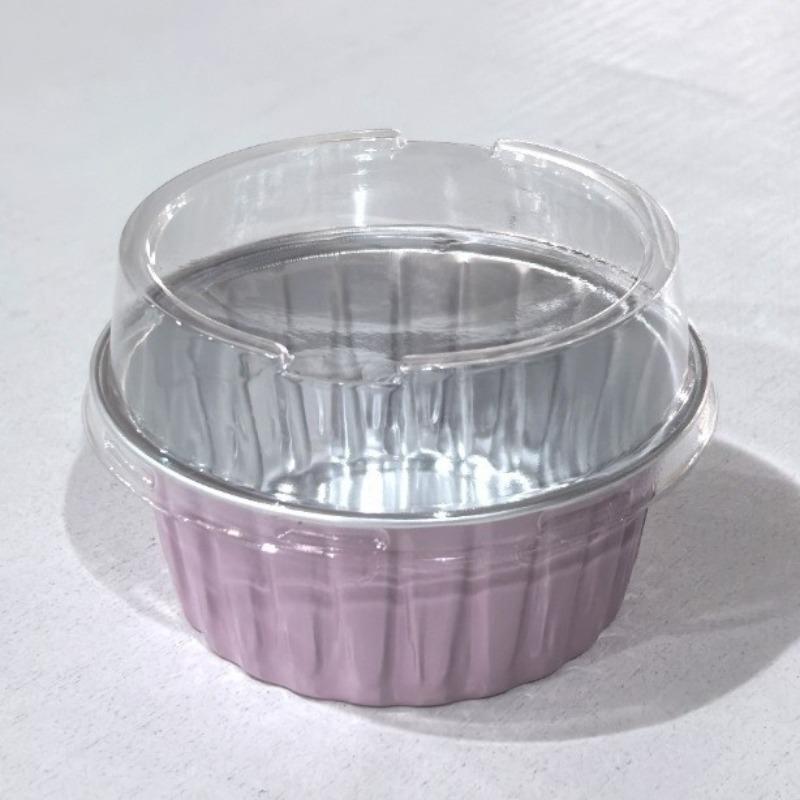25PCS Aluminum Foil Lined Baking Cups with Lid, Disposable Mini Cake Cups, Muffin Mold, Pudding Mold, Wedding, Party, Dessert Container