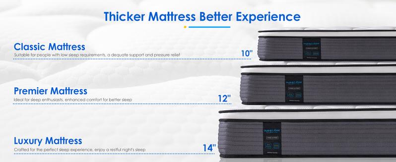 QueenRose Hybrid Mattress in a Box 10/12/14 Inch Individual Pocket Coils Memory Foam Queen/King Bed Firm Support Relieve Back Pain Easy Setup Outdoorfun Sleep Well, Excellent gift for Christmas and New Year