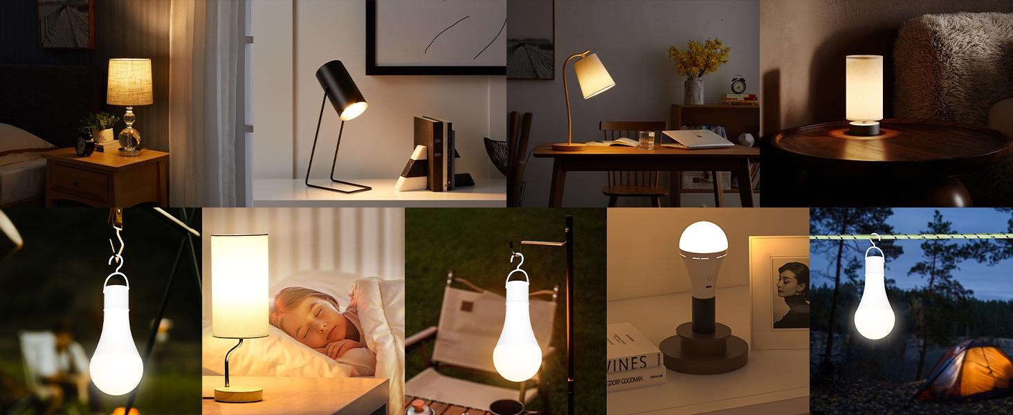 Emergency Rechargeable Light Bulb with Remote Control, 2600mah Battery Operated LED Bulb for Home, Camping, Tent, Power Failure Emergency Lighting