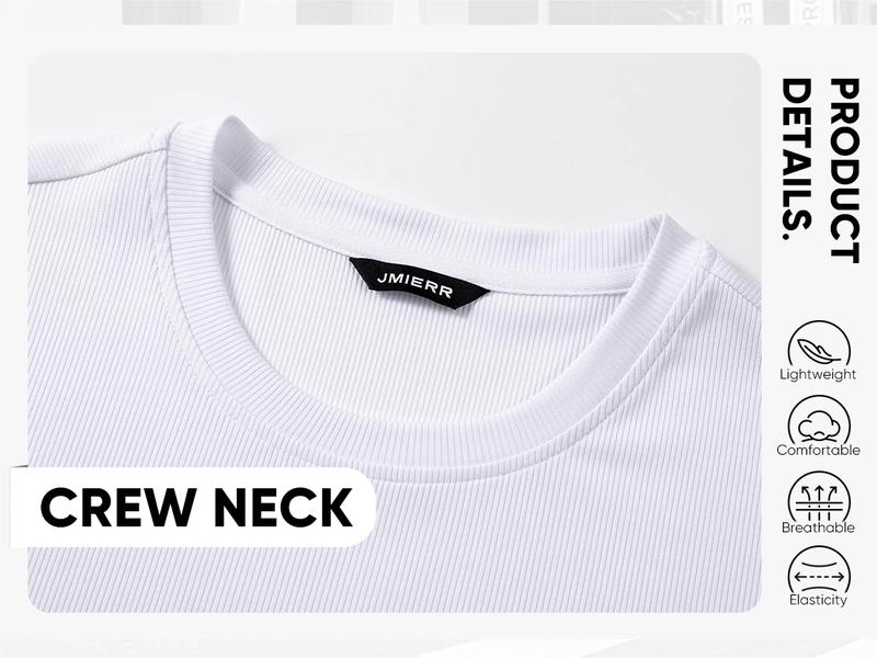 JMIERR Mens Long Sleeve Muscle T Shirts Casual Crewneck Longline Ribbed Tee Shirts for Gym Workout